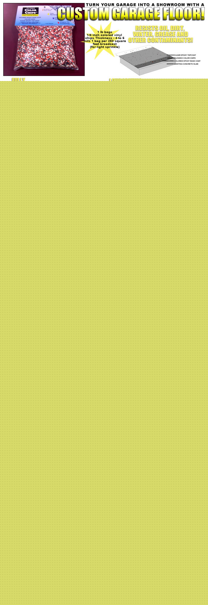 Color chips - colored chips for garage floor coating 