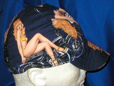 Welding biker hat hats cap caps biker gals- black