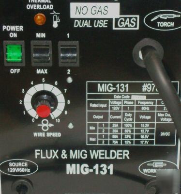 New flux wire welder machine mig-131 no gas requiered.