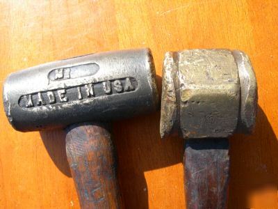 2 vintage non-sparking tools brass hammer/mallets ampco