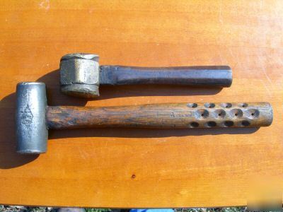 2 vintage non-sparking tools brass hammer/mallets ampco