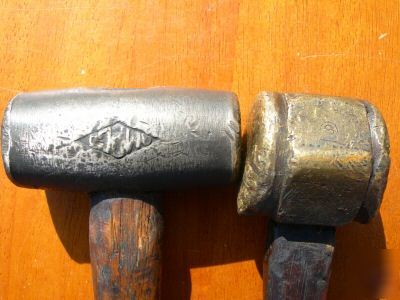 2 vintage non-sparking tools brass hammer/mallets ampco