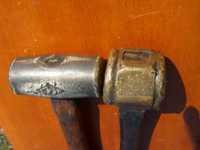 2 vintage non-sparking tools brass hammer/mallets ampco