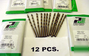 New (12) #8 cobalt jobber drills - precision twist