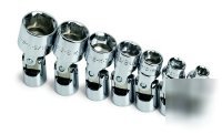 7PC 1/4IN. dr. sae std 6 pt flex socket set -s k tools