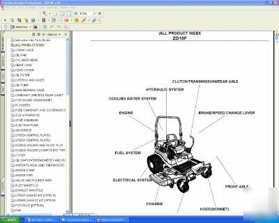 Kubota ZD18F tractor parts manual