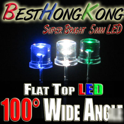 Green led set of 100 super bright 5MM wide 100 deg f/r