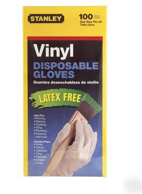 New stanley disposable vinyl gloves 100-count #9200-90