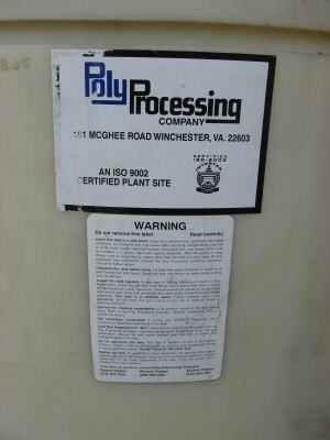 400 gallon chemical/water tank by poly processing co.