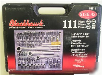 Blackhawk 111 piece sae 1/4-3/8-1/2 socket set usa made