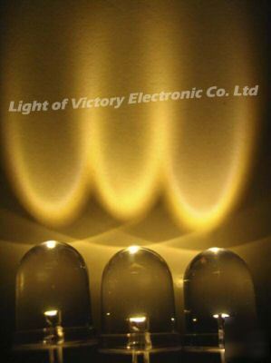 200P 10MM warm white led 85,000MCD 60Â° 3000K + resistor