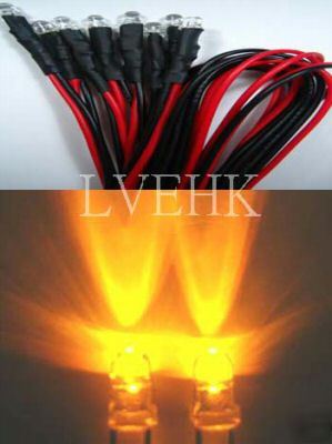 20P 12VDC prewired super bright amber led 3MM 10,000MCD