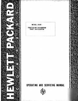 Agilent hp 200T operation & service manual