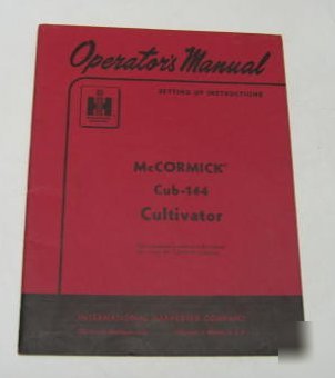 Ih mccormick 1960 cub-144 cultivator operators manual