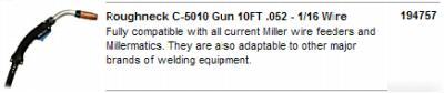 Miller 194757 roughneck c-5010 gun 10FT .052 -1/16 wire