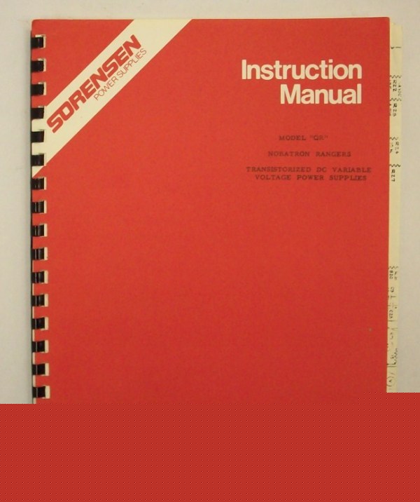 Sorensen qr nobatron rangers op and service manual