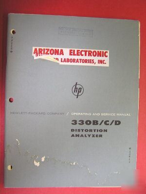 Hp 330B/c/d distortion analyzer ops/service manual