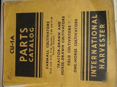 Ih farmall f-12 f-14 f-20 equipment parts book manual