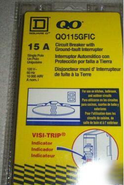 Square d 15 amp Q0115GFIC single pole circuit breaker 