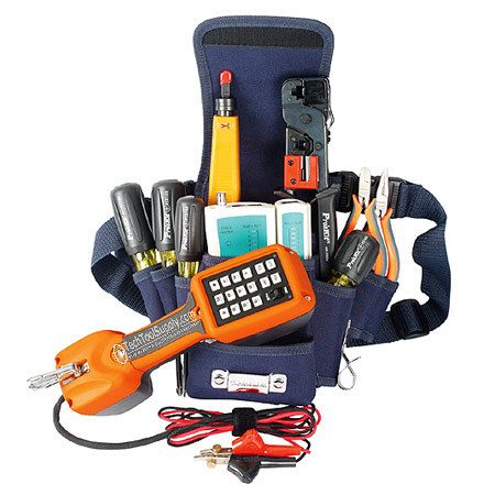 Phone installer kit w/ butt-set, pouch, tools, more 
