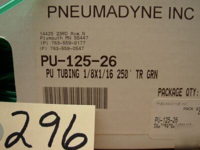 Polyurethane tubing pneumadyne 1/8 x 1/16 transl. grn.