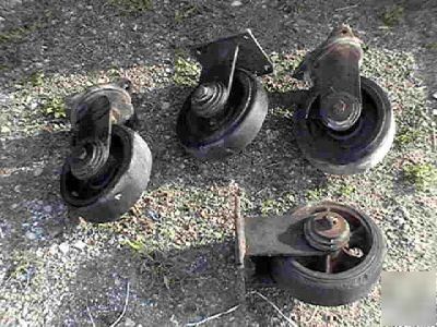 Set of 4 heavy duty rigid top plate casters ~ 9 inch