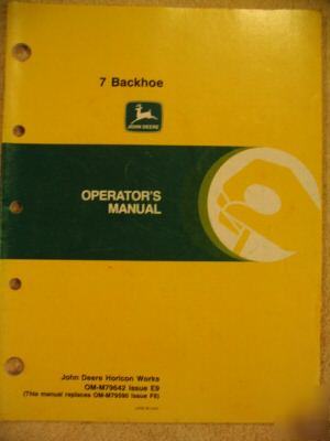John deere 7 backhoe 650 670 750 755 770 855 ops manual