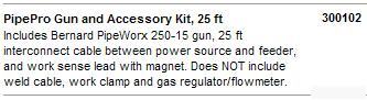 Miller 300102 pipepro gun and accessory kit, 25 ft