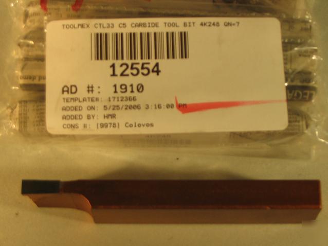 Toolmex CTL33 C5 carbide tool bit 4K248 qn=7