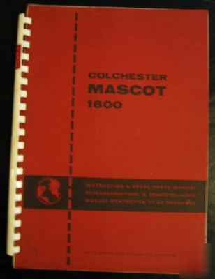 Colchester mascot 1600 instruction & parts manual