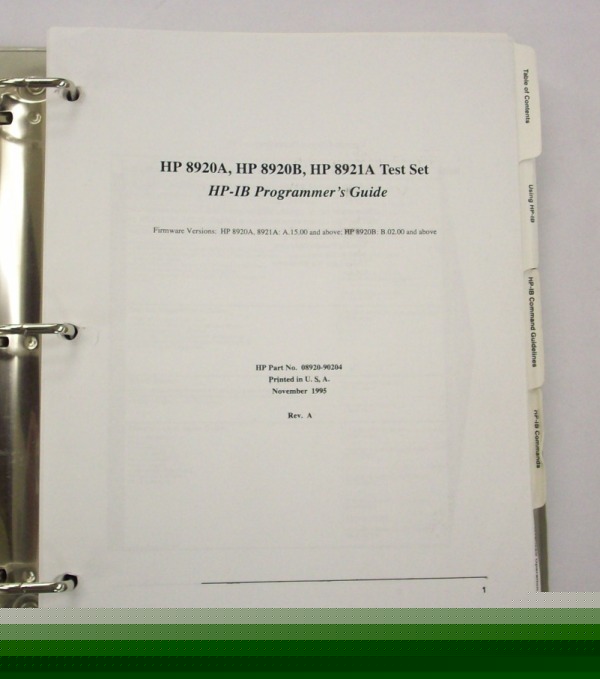 Hp 8920A 8920B 8921A programmers guide manual - $5 ship